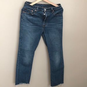 Levi’s 501s with frayed edges, 29 waist, 26 long
